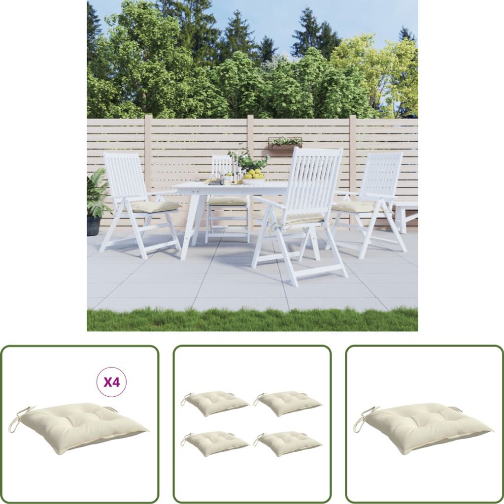 The Living Store Stuhlkissen 4 Stk. Cremeweiß 50x50x7 cm Oxford-Gewebe