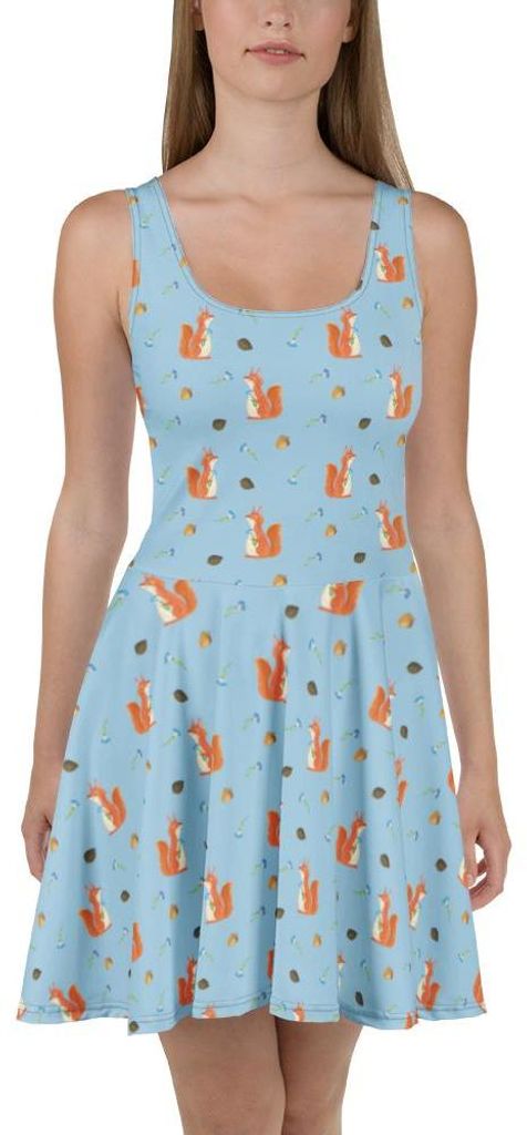 Mr. & Mrs. Panda Kleid Eichhörnchen Blume M - Blau - Geschenk, Sommerkleid, glücklich Spruch, Lachen, Motivation Sprüche, Damenkleid, Skaterklei...