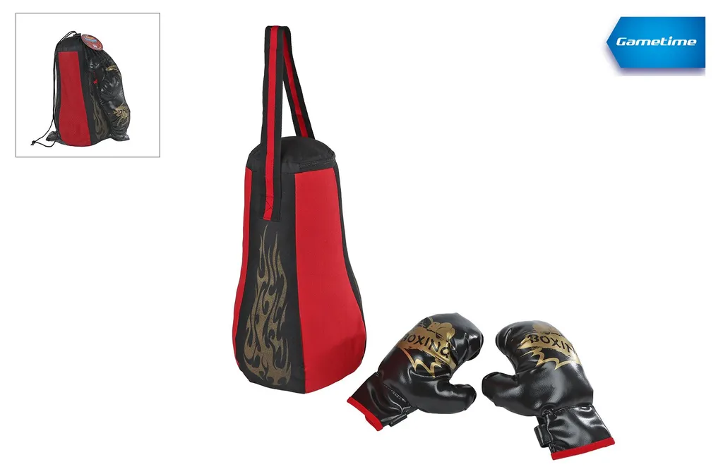 Sac de frappe Van Manen 40 cm avec gants de boxe et filet de rangement