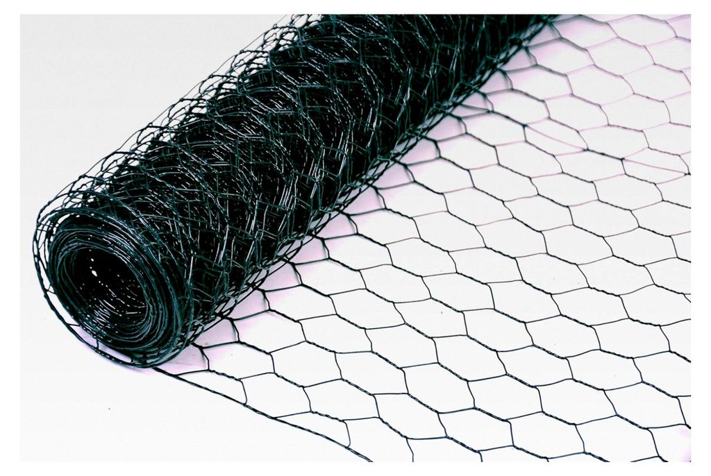 Sechseckgeflecht aus verzinktem Draht mit grüner Pulverbeschichtung, 30 cm hoch - 25 Meter lang - Maschenweite 25 mm