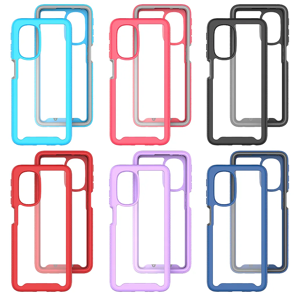Custodia per Motorola Moto G51 5G, paraurti con protezione dello schermo a 360° integrata, custodia protettiva per tutto il corpo, nero
