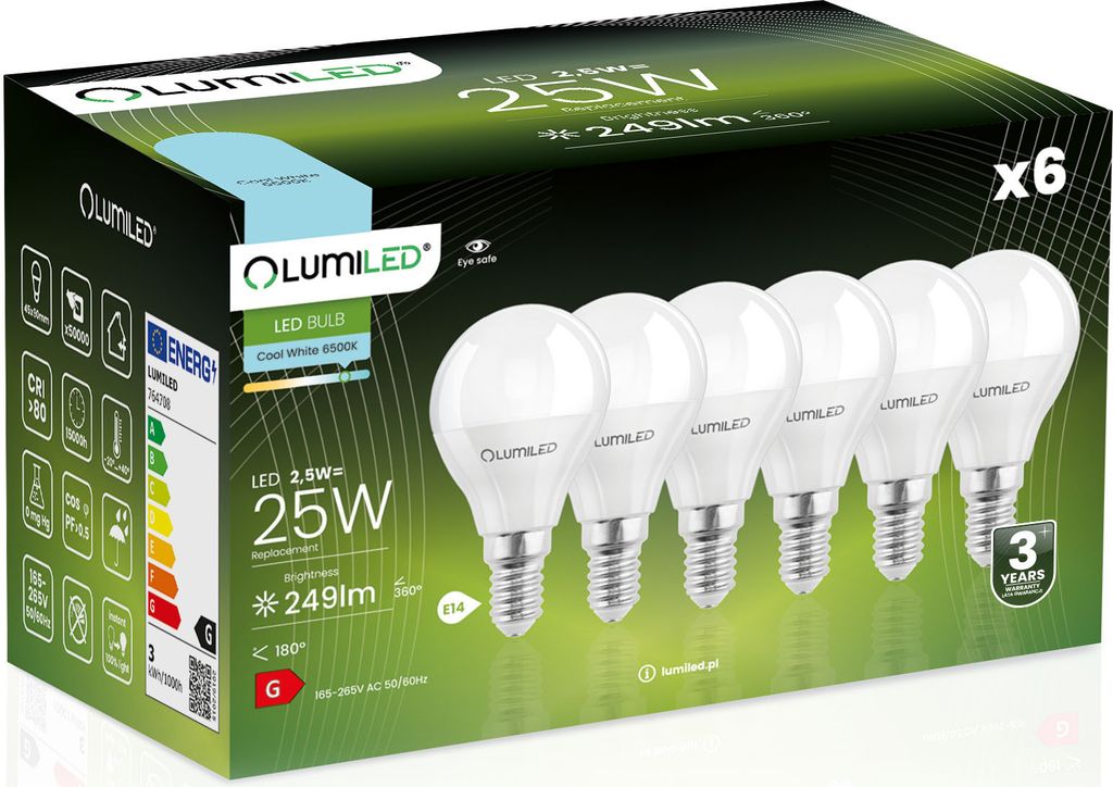 LUMILED LED Lampen E14 P45 2,5W ersetzt (25W Glühlampe) 6 Produktbild 