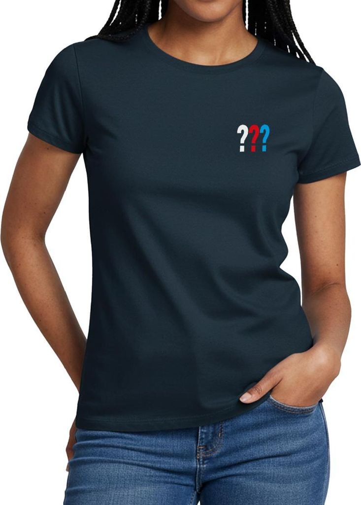 Spreadshirt Die Drei Fragezeichen Kleines Logo Frauen T-Shirt, L, Navy