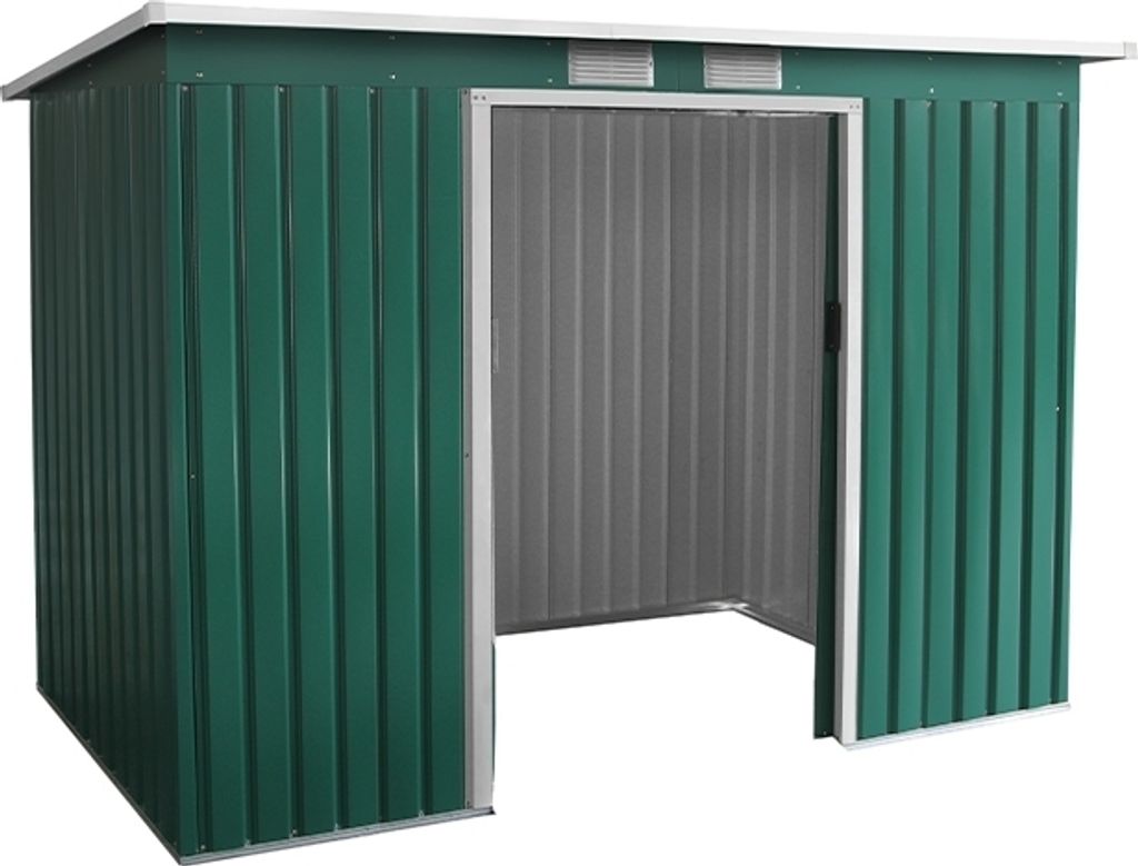 Gerätehaus Kompakt 3 - Farbe: grün, Dachlänge: 2770 mm, Dachbreite: 1300 mm, Gesamthöhe: 1730 mm