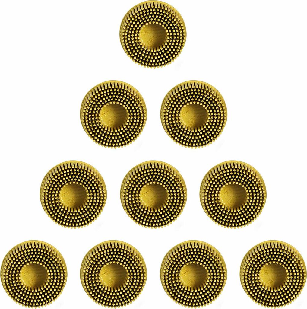 3M Roloc Bristle Disc, Reinigungsbürste, Polieren, Schleifen, Rost, 50mm, 10 Stück - Verschiedene Körnungen Körnung:K. 80 - gelb