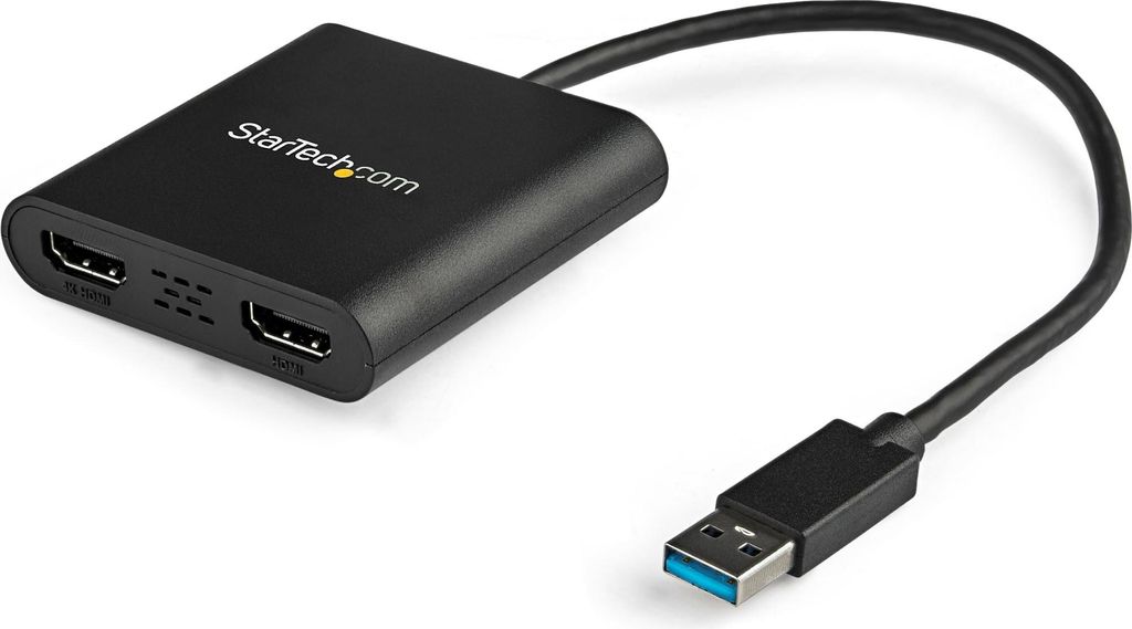 StarTech.com USB 3.0 to Dual HDMI Adapter - 4K 30Hz - External Video & Graphics Card - Dual Monitor Display Adapter - Supports Windows (USB32HD2)