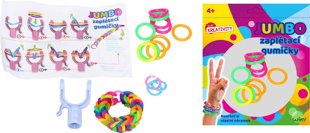 Magische JUMBO-Gummibänder zum Flechten, 72 Stück SET + Zubehör