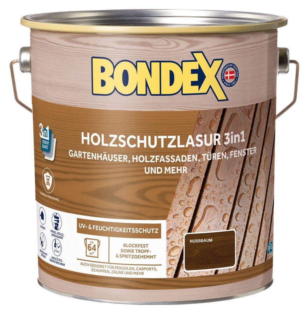 Bondex Holzschutzlasur 3in1 4 L nussbaum Produktbild 