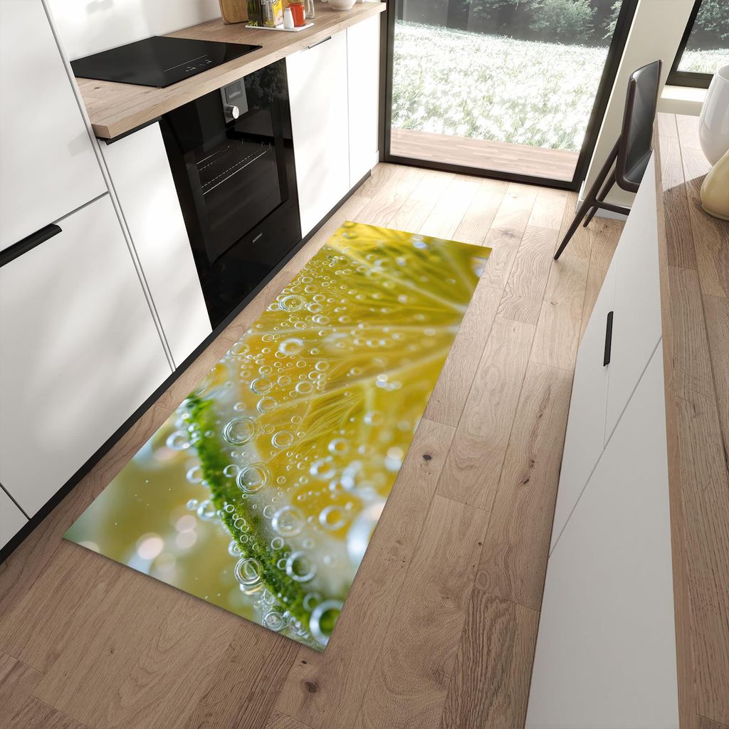 Küchenteppich 80x200cm rutschfest & abwischbar PVC Läufer - Sanfte Zitronenscheibe