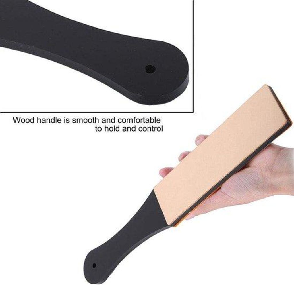 Handrasierer Scharnier - Doppelgröße Kunstleder - Schleifmesser Rechte Strop Riem - Messscharnier Antislip Bambus Basis - Schärfer in Inhalt