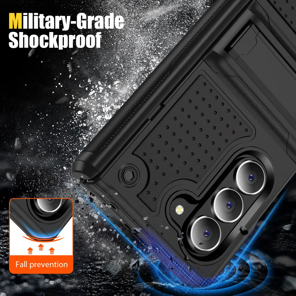 Custodia per Samsung Galaxy Z Fold 6, custodia ibrida antiurto in PC rigido e TPU morbido nero - 7