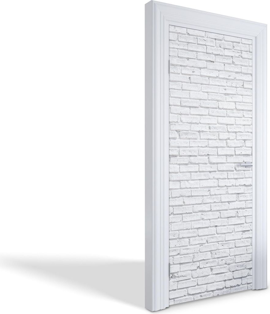 Innentür Folie Modern Selbstklebende Wandsticker Personalisiert - Weiße Backsteinmauer - 85 x 205 cm