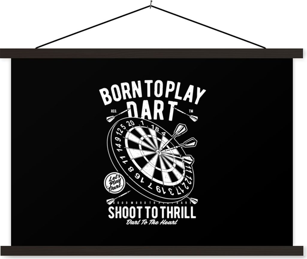 MuchoWow Textilposter Mancave - Dartscheibe - Darts - Vintage 120x80 cm mit schwarzem Rahmen - Wanddeko