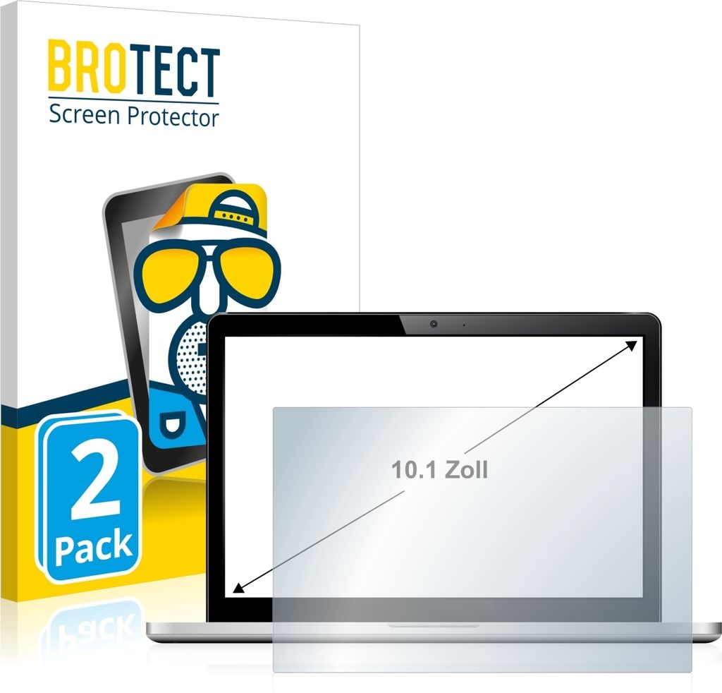 2x BROTECT Schutzfolie für Notebooks mit 25.7 cm (10.1 Zoll) Displays 221 x 130 mm Displayschutz Displayschutzfolie Folie Matt Entspiegelungsfolie