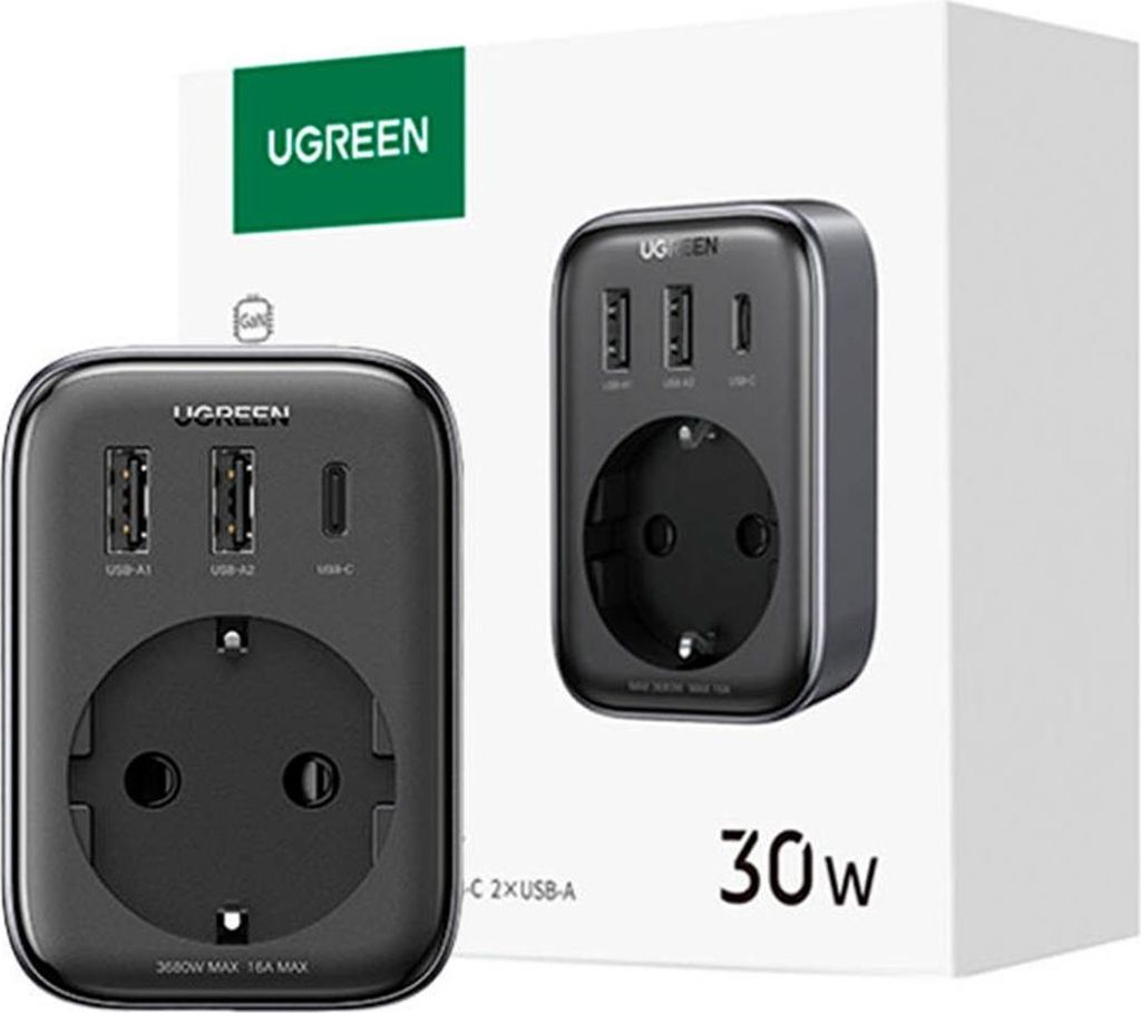 Ugreen Power Charger 30W (2Xusb/Usb C/Ac)/ Eu - Eu 13A Produktbild 