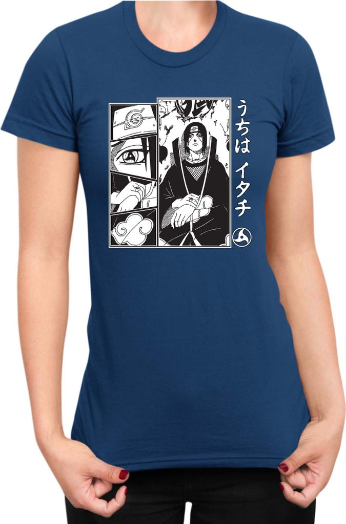 Damen T-Shirt Naruto Itachi Uchiha 03, Lady XS / Dunkelblau