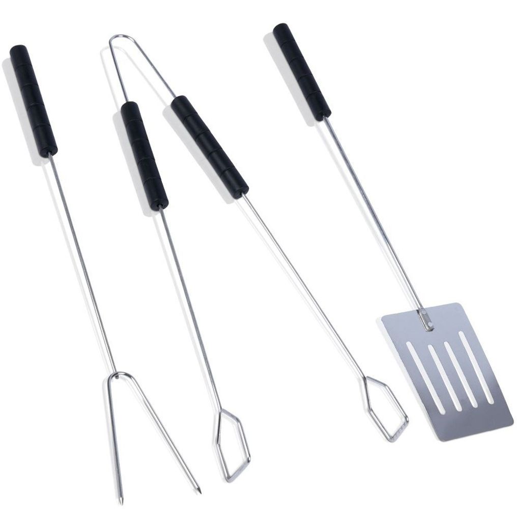Il set barbecue definitivo: 3 utensili in acciaio cromato Immagine del prodotto 