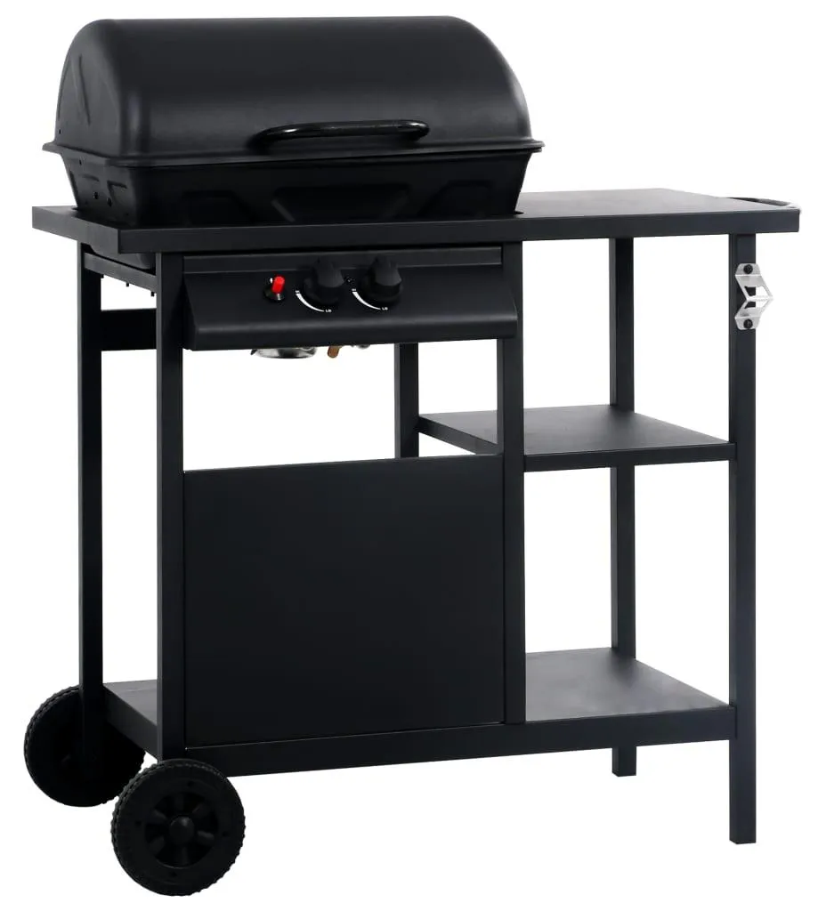Manque de Place ? Gril à Gaz Noir avec Table Latérale 3 Niveaux XL