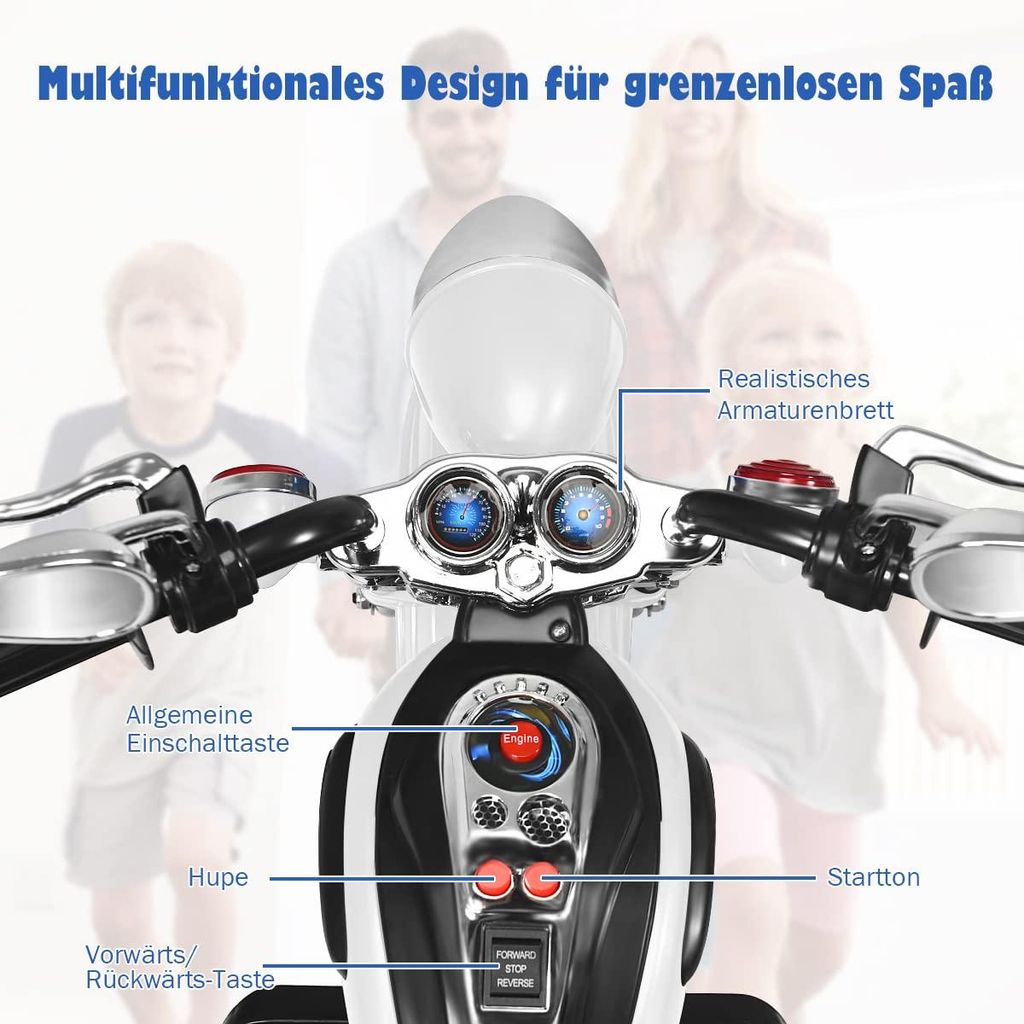 COSTWAY 6V Elektro Motorrad für Kinder ab 3 Jahren Rot
