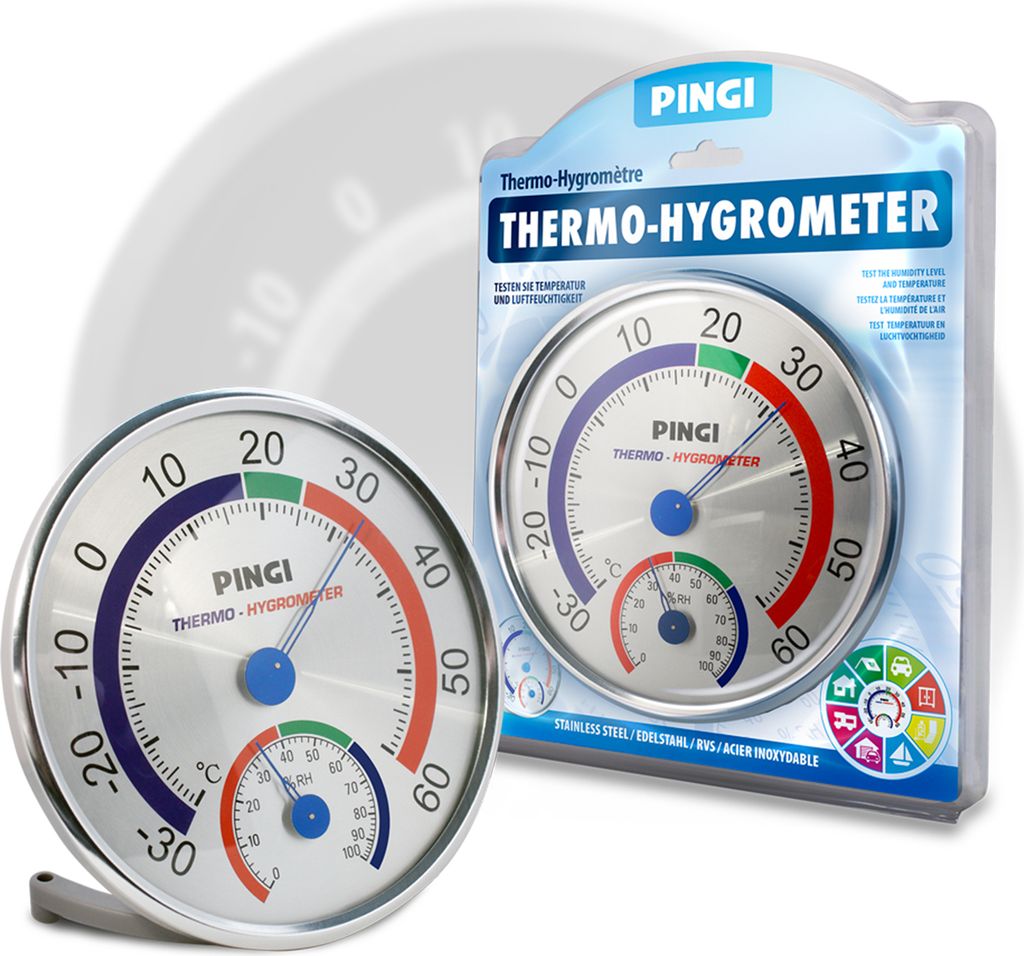Pingi Thermo-/Hygrometer Silber - Premium Produktbild 