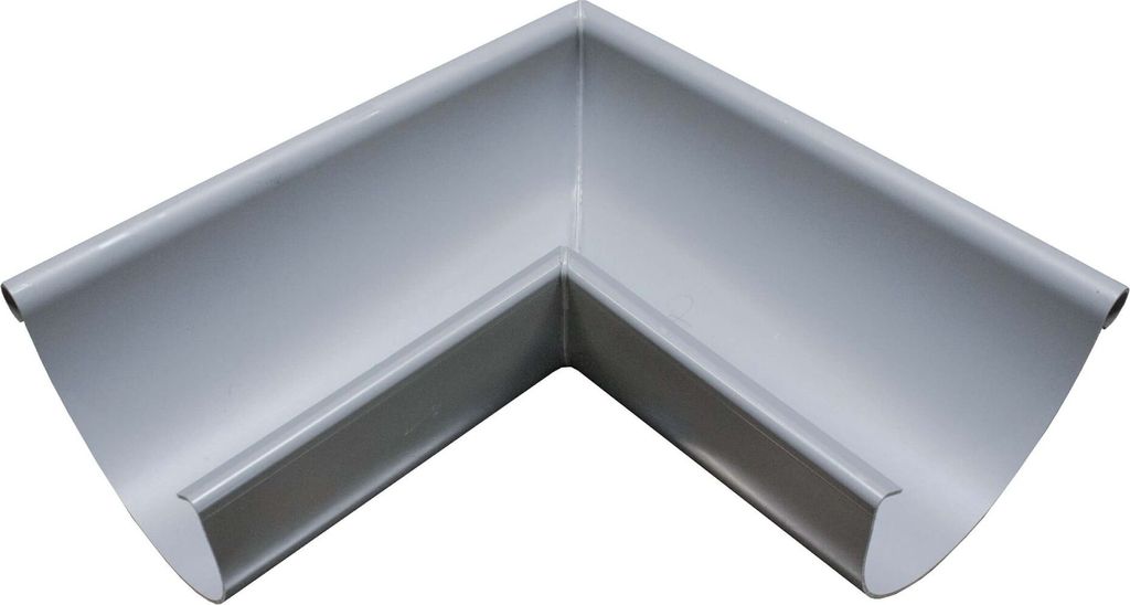 INEFA Rinnenwinkel 90 Grad halbrund Außenwinkel, PVC NW180 / 180mm Grau Wulst außen, Verbindungsstück Dachrinnenzubehör, Germany