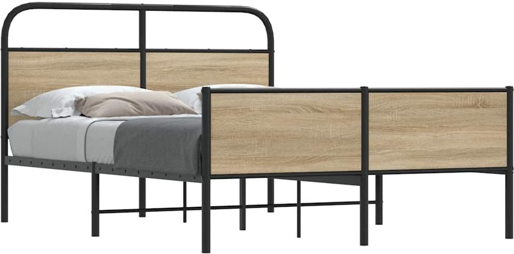 "2026 Promotion" Bettgestell moderne - ohne Matratze - 140x190 cm - Sonoma-Eiche Holzwerkstoff - Polsterbett CC25190