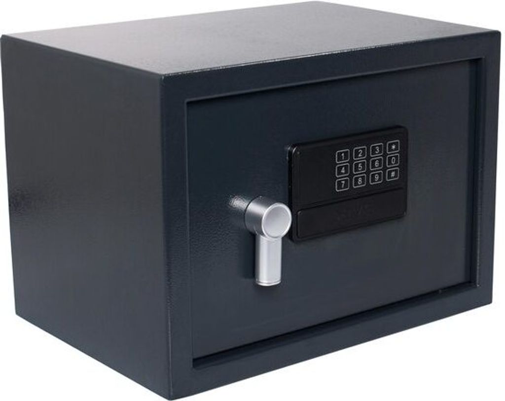 1x Tresor Safe 35x25x25cm mit elektronischem Zahlenschloss für Tisch/Wandmontage anthrazit
