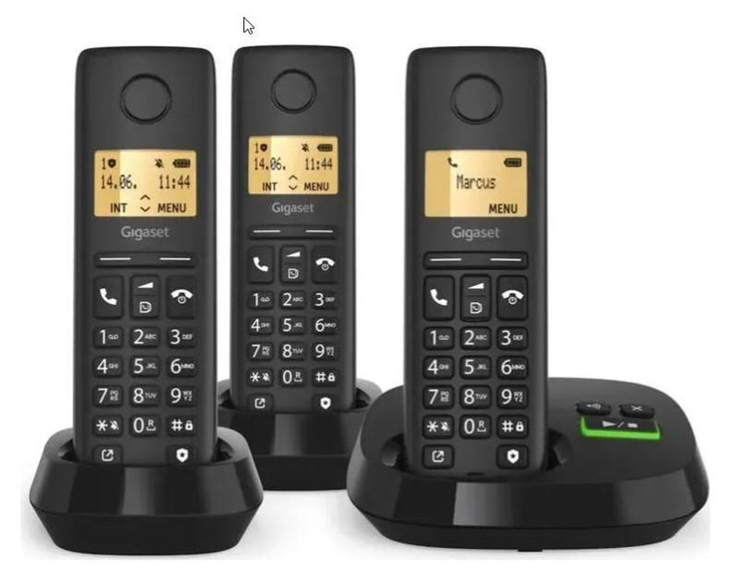 Gigaset PURE 100 AM Trio schwarz Schnurlostelefon mit AB Int.Ware