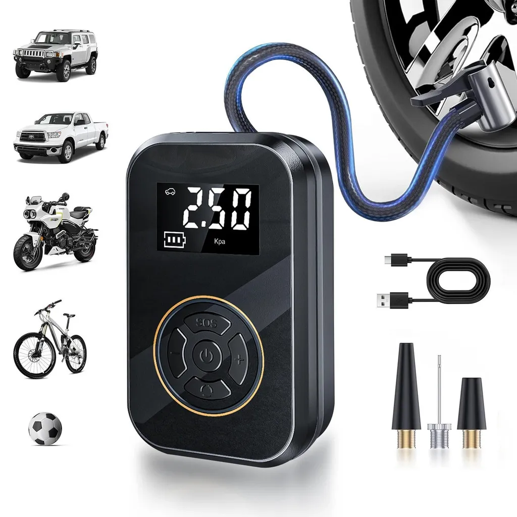 Pompe à pneus 5V USB avec Écran Numérique - Mini Compresseur Noir