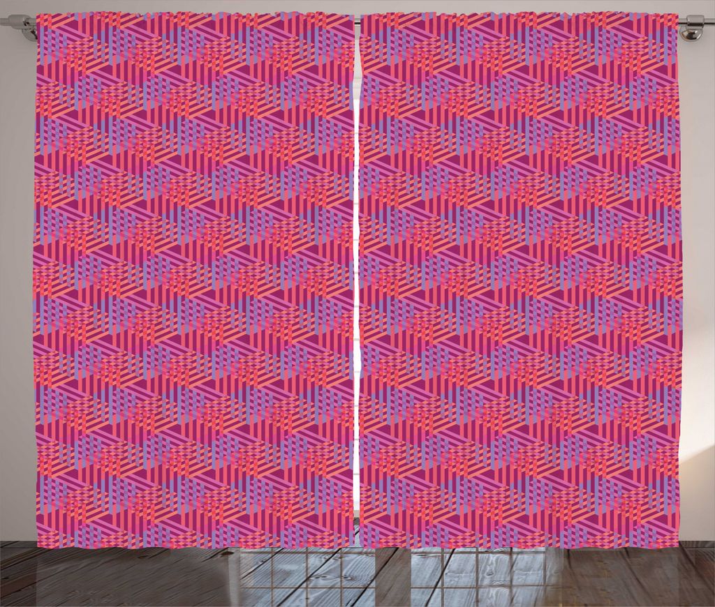 ABAKUHAUS Abstrakt Rustikaler Vorhang, Geometrische Triangles Motiv, Wohnzimmer Universalband Gardinen mit Schlaufen und Haken, 280 x 225 cm, Magen...