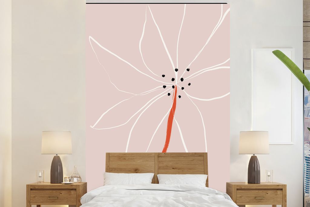 MuchoWow Fototapete für Wohnzimmer oder Schlafzimmer Wandtapete Vinyl Motivtapete Blumen - Abstrakt - Pastell - 145x220 cm - Wanddekoration
