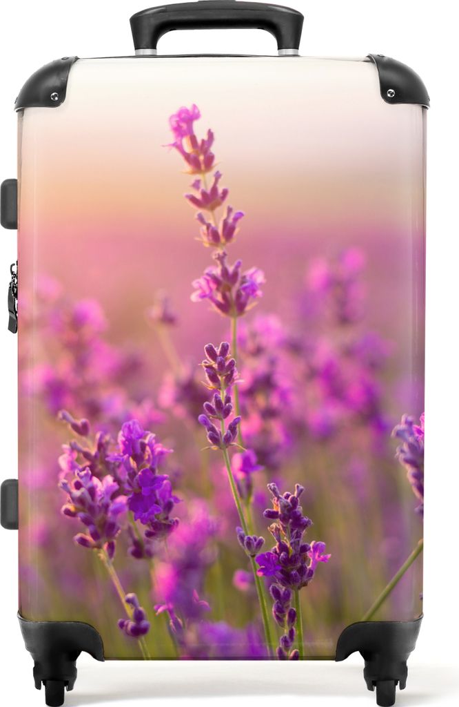 NoBoringSuitcases.com - Großer lila Koffer Damen - Reisekoffer Blumen mit 4 Rollen - Rolltrolley 72 Liter - Rollkoffer groß leicht - Geräumiger ...