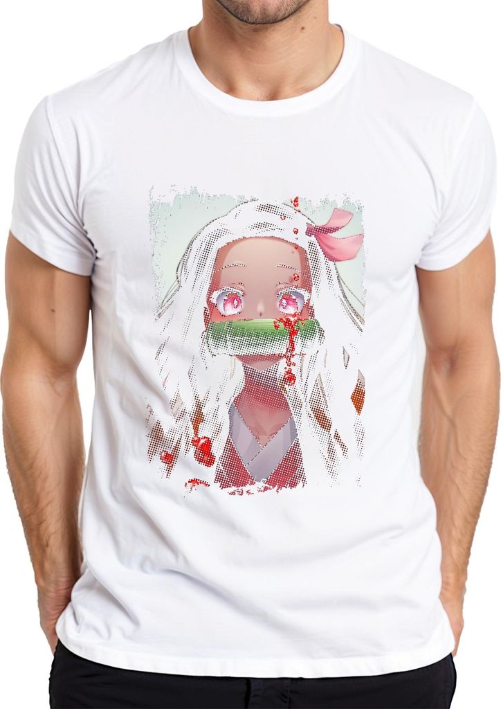 Nezuko Kamado Demon Slayer Anime Manga Bambus Blut Kawaii Cosplay Herren T-Shirt, Weiß, XXL