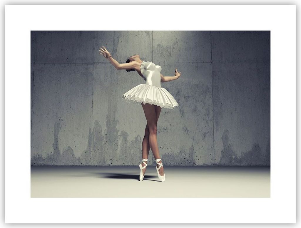 Poster - Poster ohne Rahmen - Ballerina Weiß Wand - 40x30 cm - Wand Bild - Wanddeko - Wandbilder - Kunstposter - Wandposter - Bilder - Kunstdruck ...