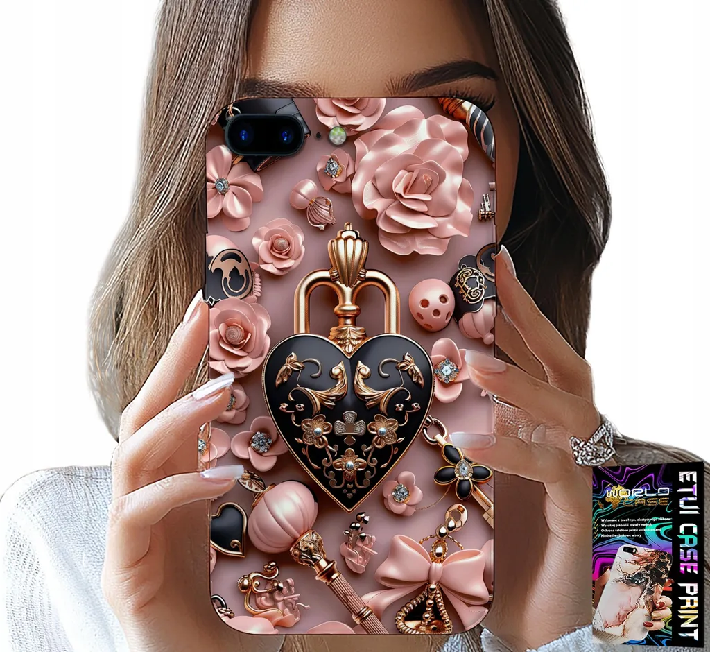 Custodia iPhone 7 Plus Cuore a Lucchetto Elegante + Vetro Prottetivo