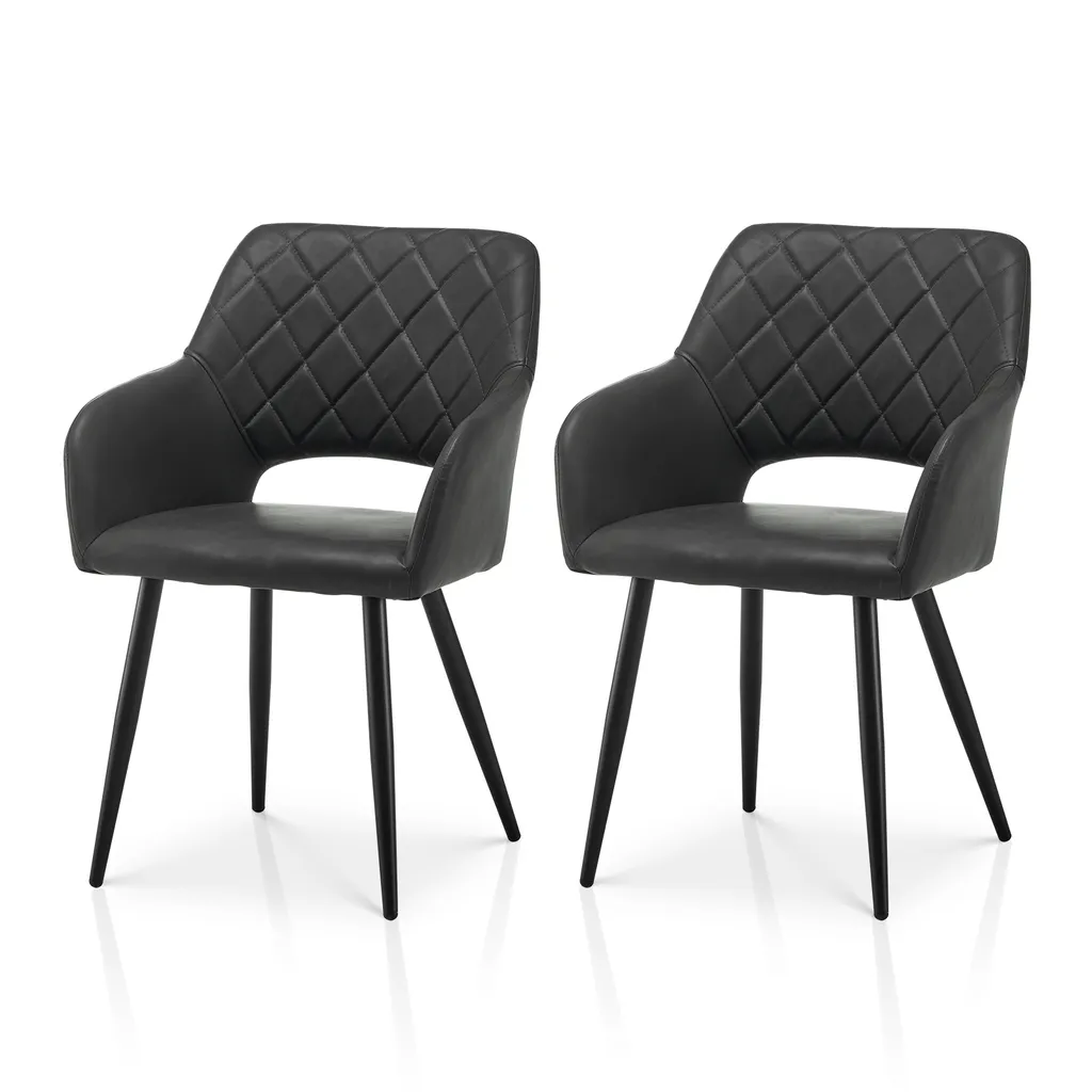 CLIPOP Chaises de salle à manger lot de 2 en similicuir gris moderne - 2