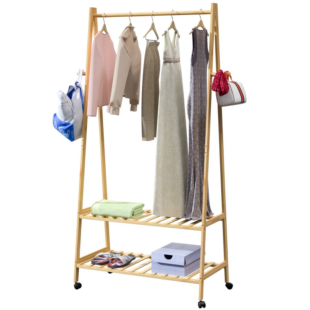 Kleiderständer Wäscheständer Garderobenständer mit 4 Rollen Kleiderstange Möbel