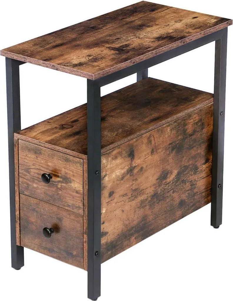 Console étroite de salon HOOBRO gain de place industrielle à 2 tiroirs