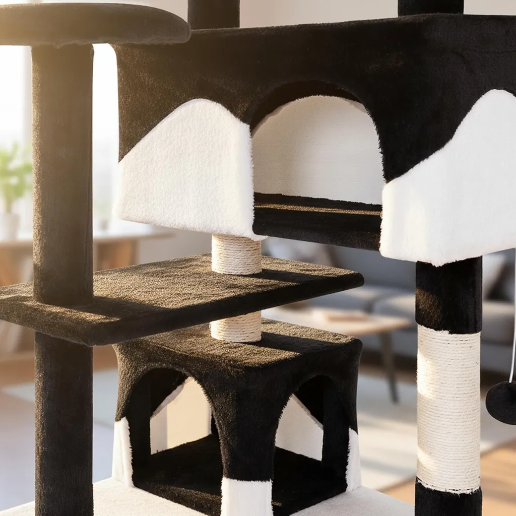 Arbre à Chat Design de 130 cm avec Cachettes et Plateformes de Jeu - 4