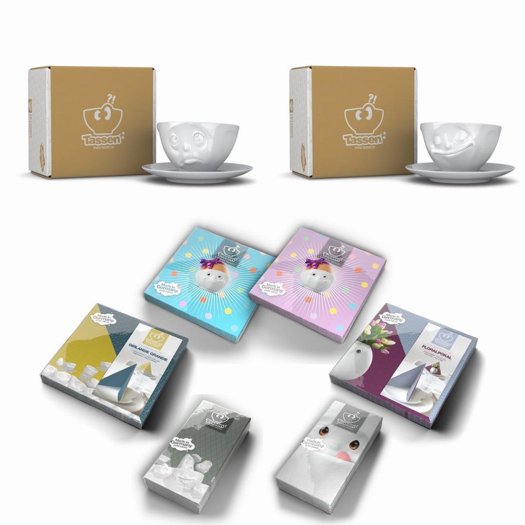 Fiftyeight Tassen-Set 2-tlg. 200 ml + Servietten Nr 018 weiß Kaffeetassen