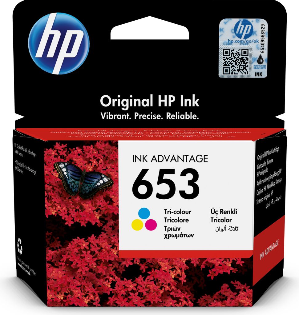 HP Tříbarevná originální inkoustová kazeta 653 Advantage, Obrázek produktu 