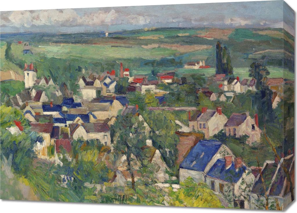 Bild 70x50cm Auvers, Panoramablick, Paul Cezanne Vintage Salon