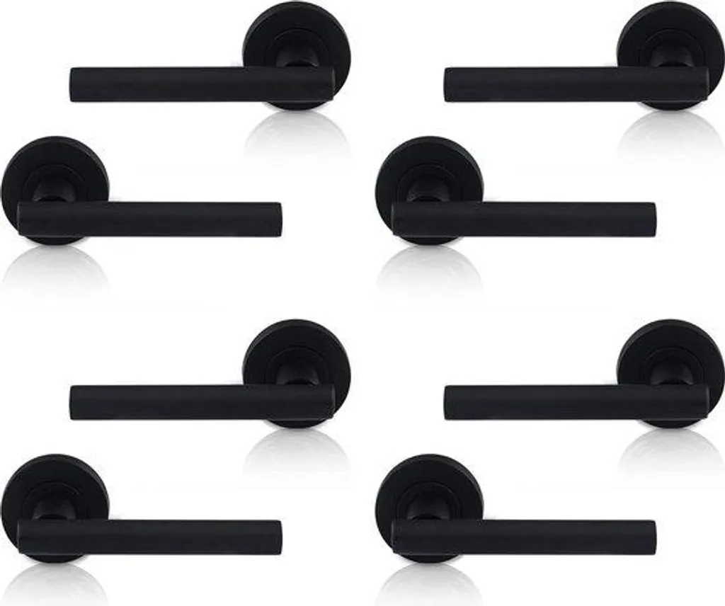 Poignée barre en T noir mat robuste pour menuiserie bois, pack de 4 pcs