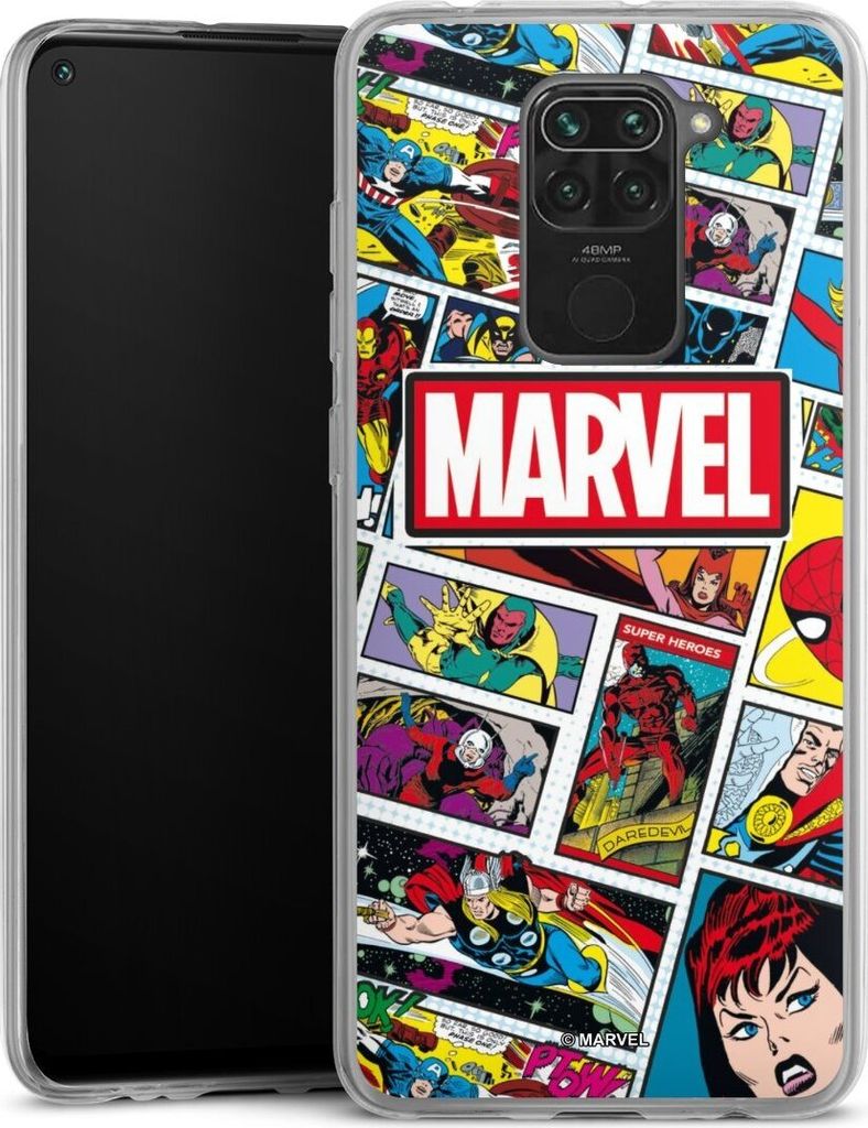 DeinDesign Slim Hülle für Xiaomi Redmi Note 9 Silikon Case Ultra Dünn Handyhülle Comic Muster Marvel