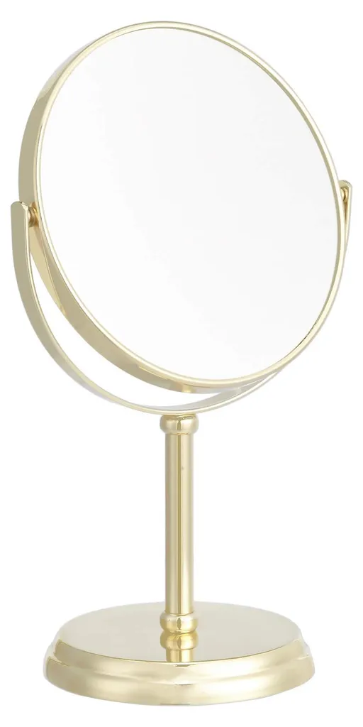 Miroir de maquillage rond de table doré grossissant 1x 5x 18cm série Luvia