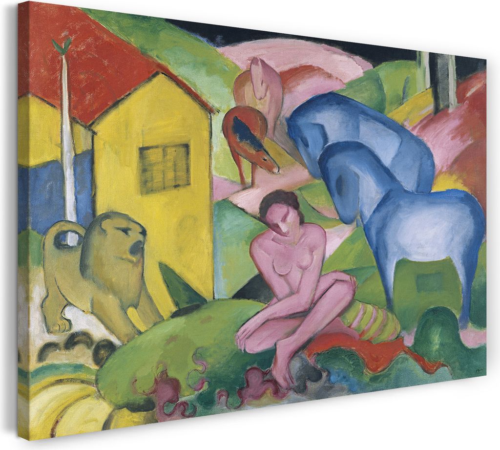 Leinwandbild (120x80cm): Franz Marc - Der Traum (1912), echter Holz-Keilrahmen inkl. Aufhänger, handgefertigt in Deutschland