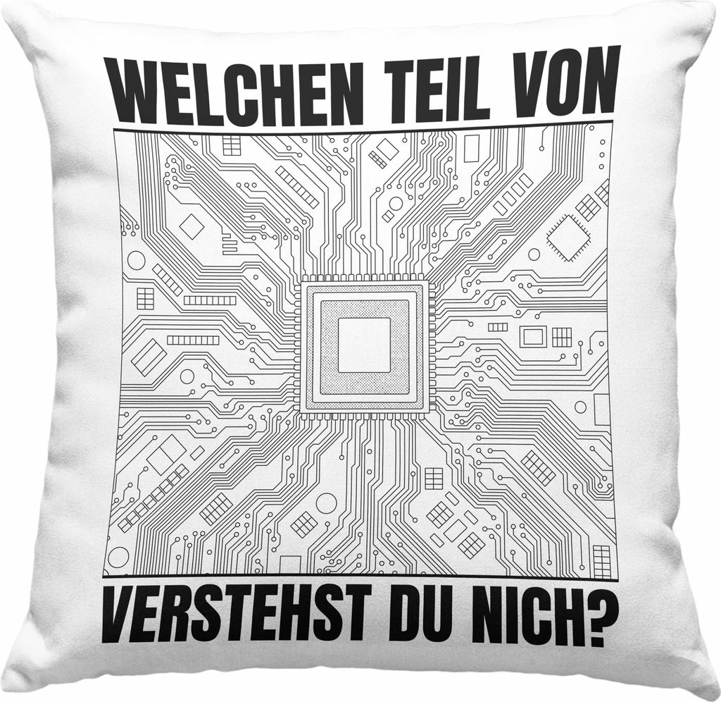 Trendation - Elektroniker Deko-Kissen mit Füllung 40x40 Geschenk Welchen Teil Von Verstehst Du Nicht Elektrotechnik Männer Spruch (Grau)