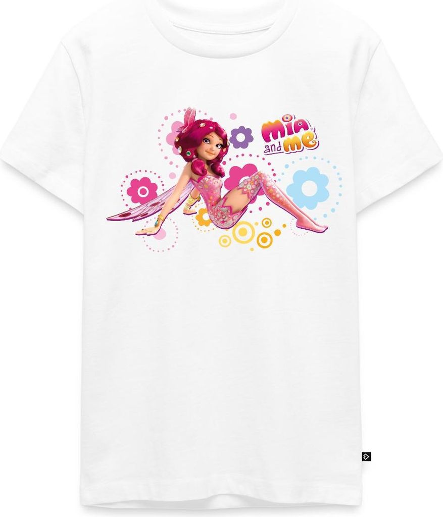 Spreadshirt Mia and Me Elfe Mia Sitzt In Blumen Teenager Premium T-Shirt, 146/152 (10 Jahre), Weiß