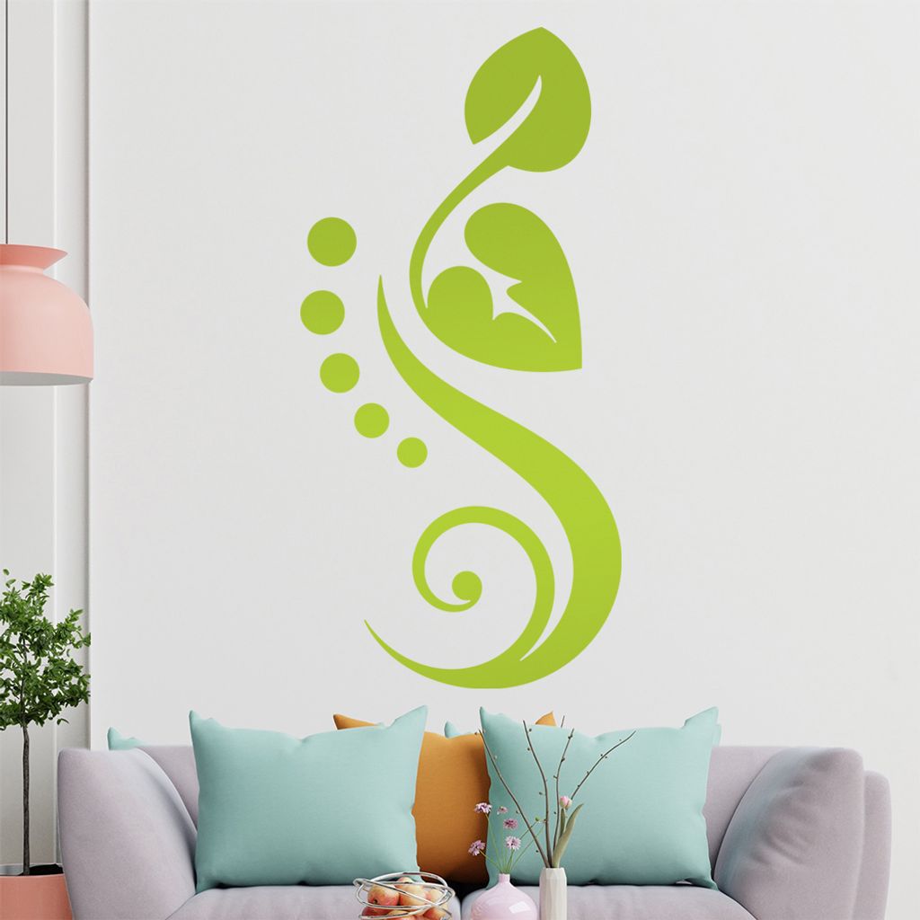 Blätter - Linien Punkte Wandtattoo in 6 Größen - Wandaufkleber Wall Sticker - Dekoration, Küche, Wohnzimmer, Schlafzimmer, Badezimmer