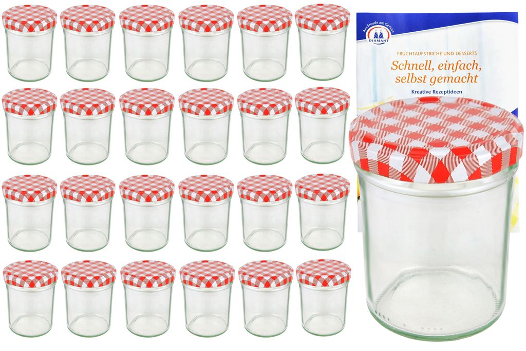 25er Set Sturzglas 230 ml HOCH To 66 rot karierter Deckel Produktbild 